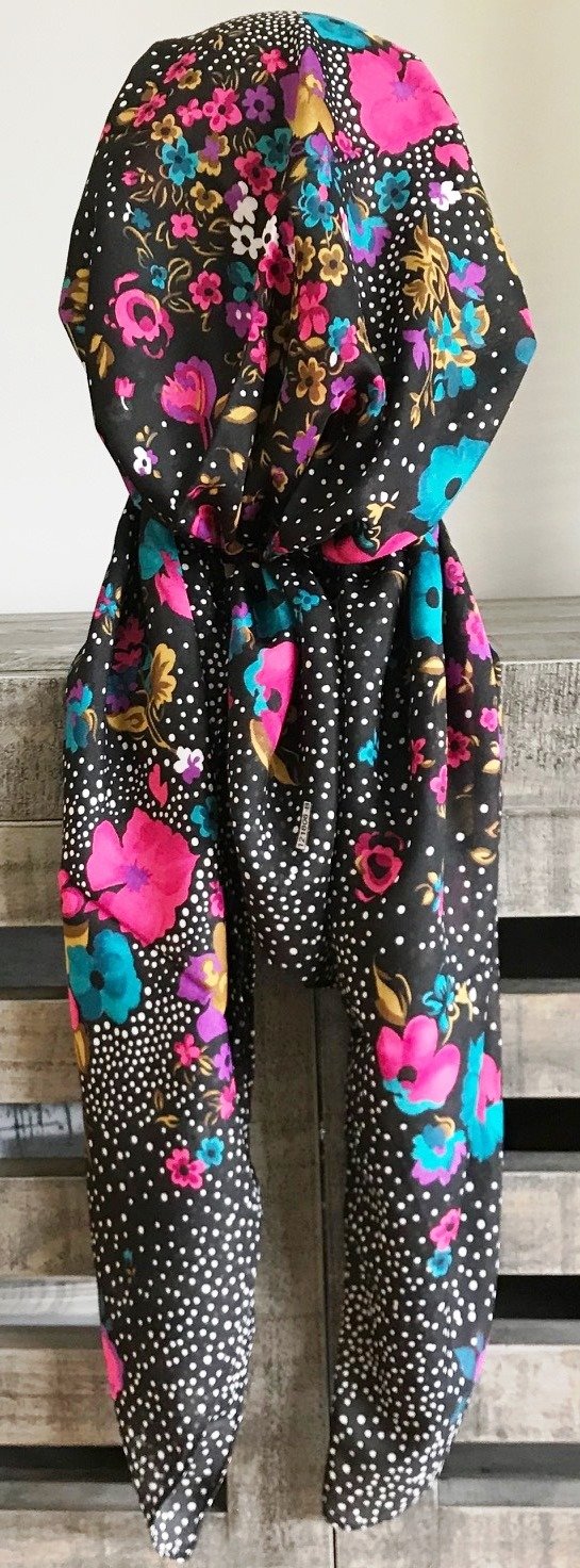 Black pretied Turkish Tichel w/band sewn in