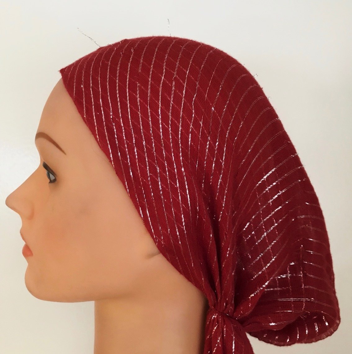 Red lurex pre tied tichel