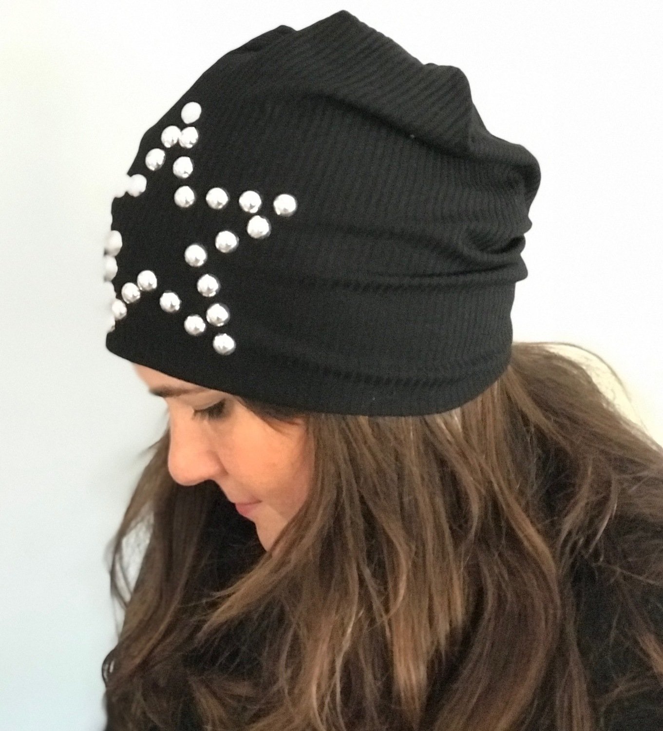 Ribbed beanies with star (click to choose colors)