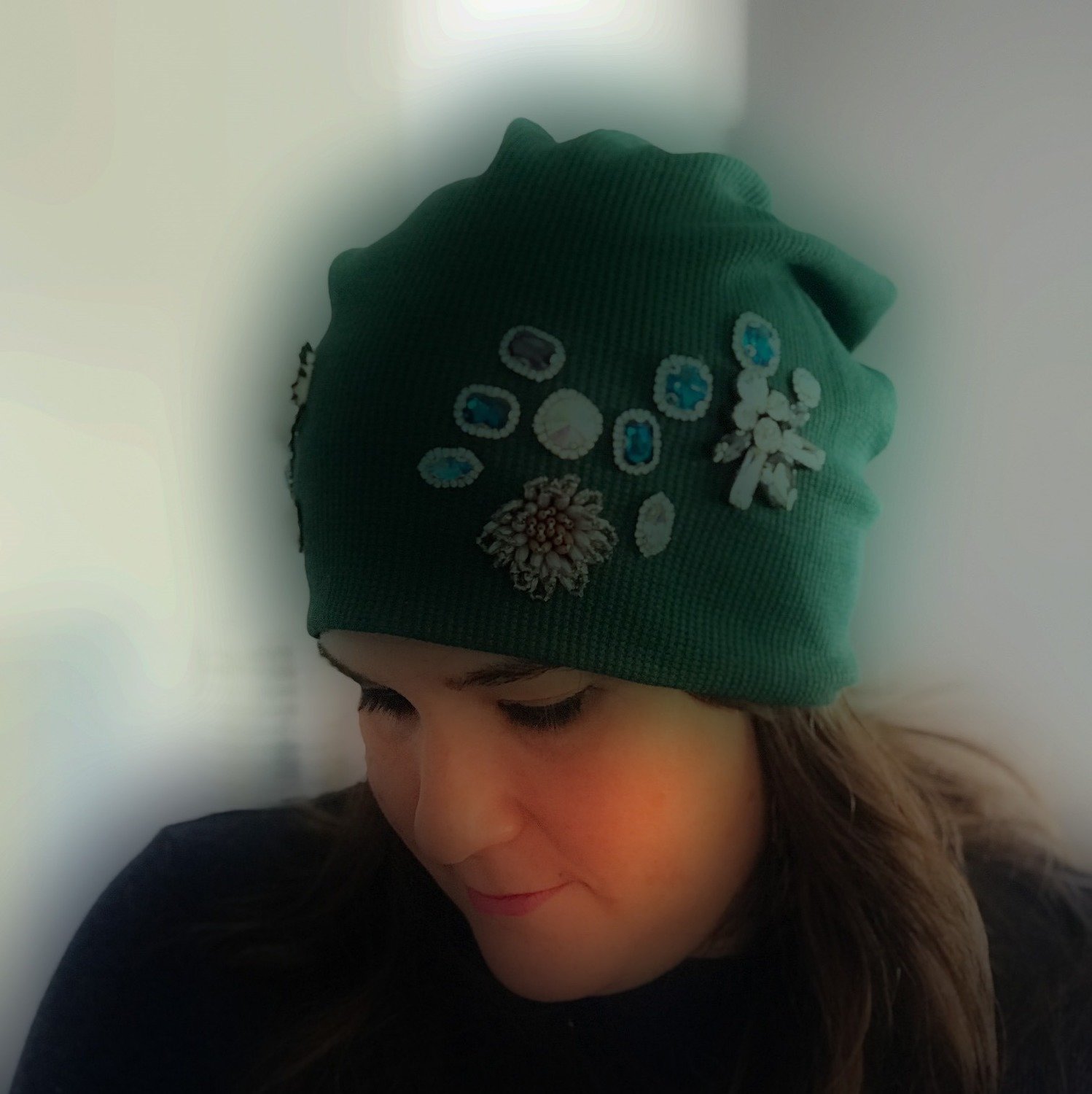 ex. fancy beanie worn for illustration