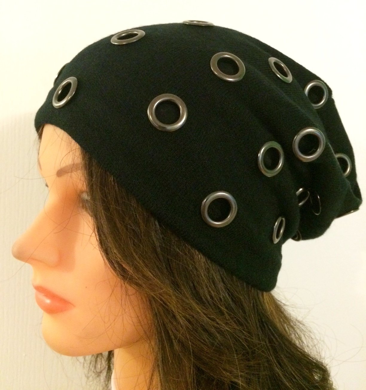 Black beanie w/circle grommets