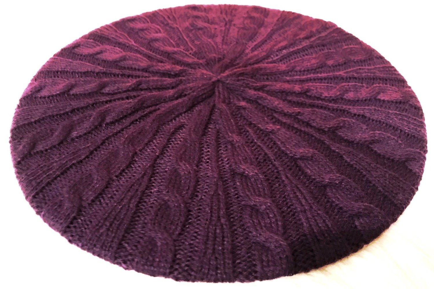 Purple cable beret/snood