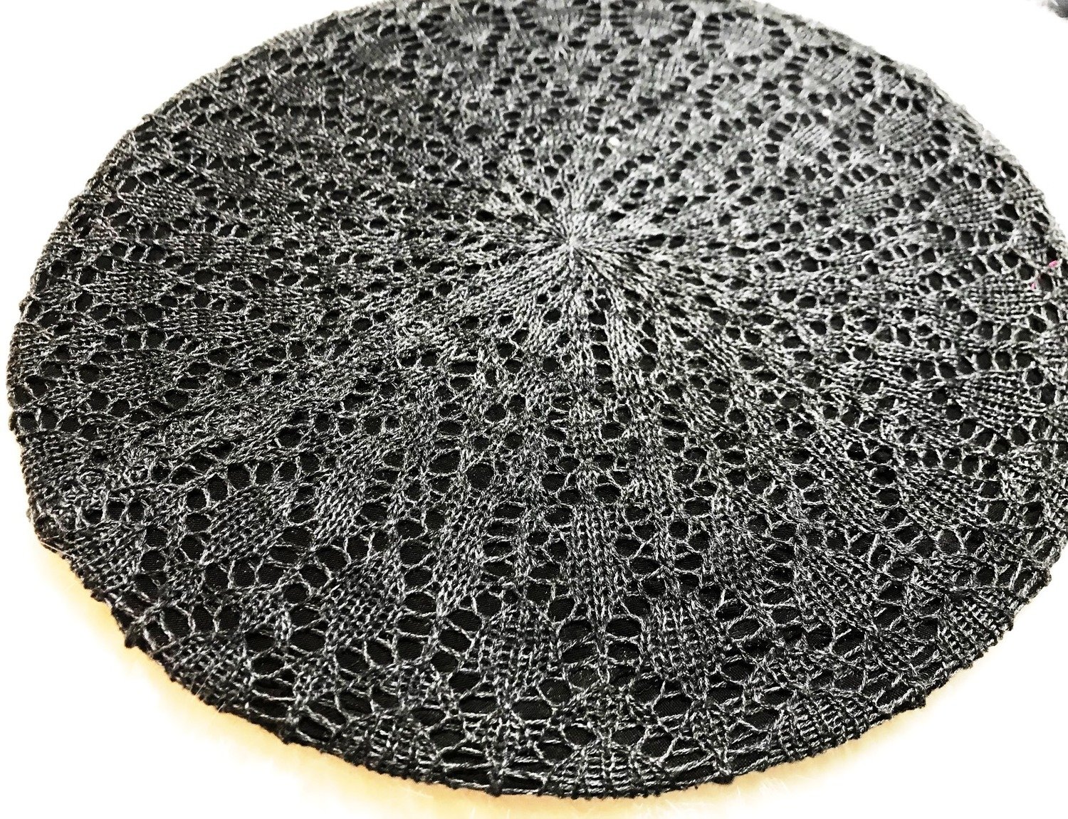 Two tone gray Lined Beret Snood