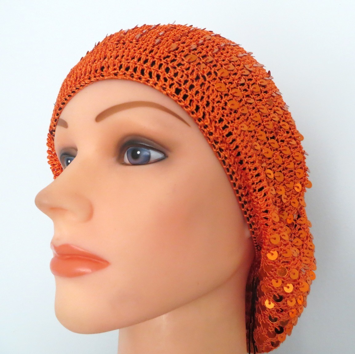 Sequin snood tangerine orange