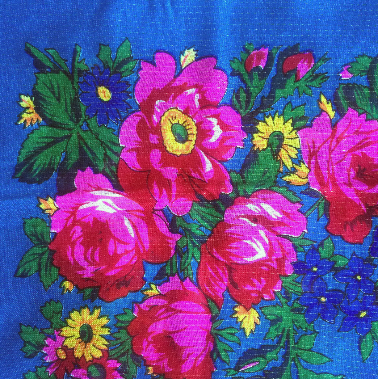 Aqua vintage tichel with gold threads