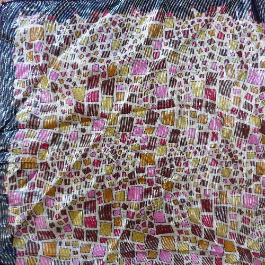 Purple funky shapes shimmer tichel