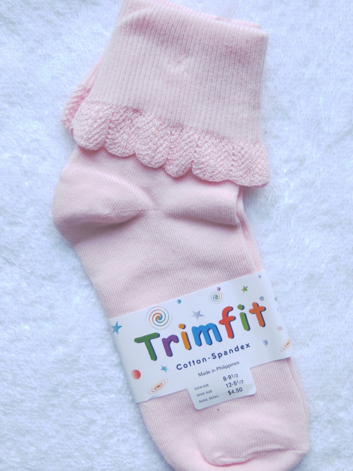 Pink short sock ruffled cuff
