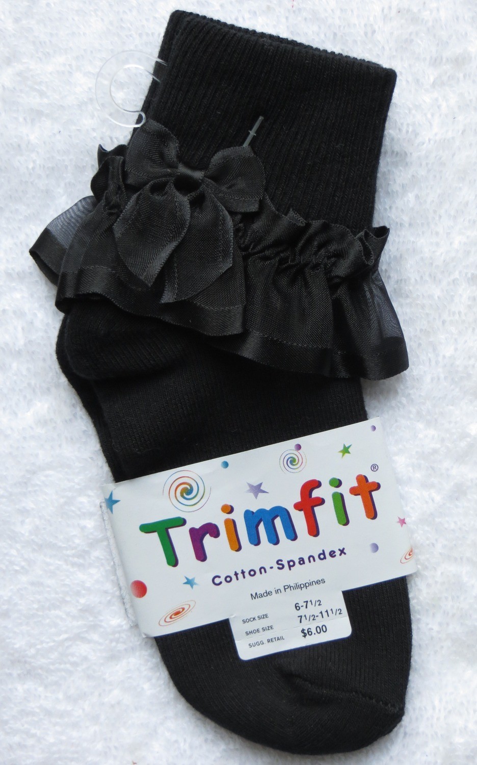 Black short sock with frill and bow