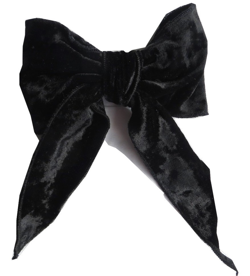 Black velvet bow with tails