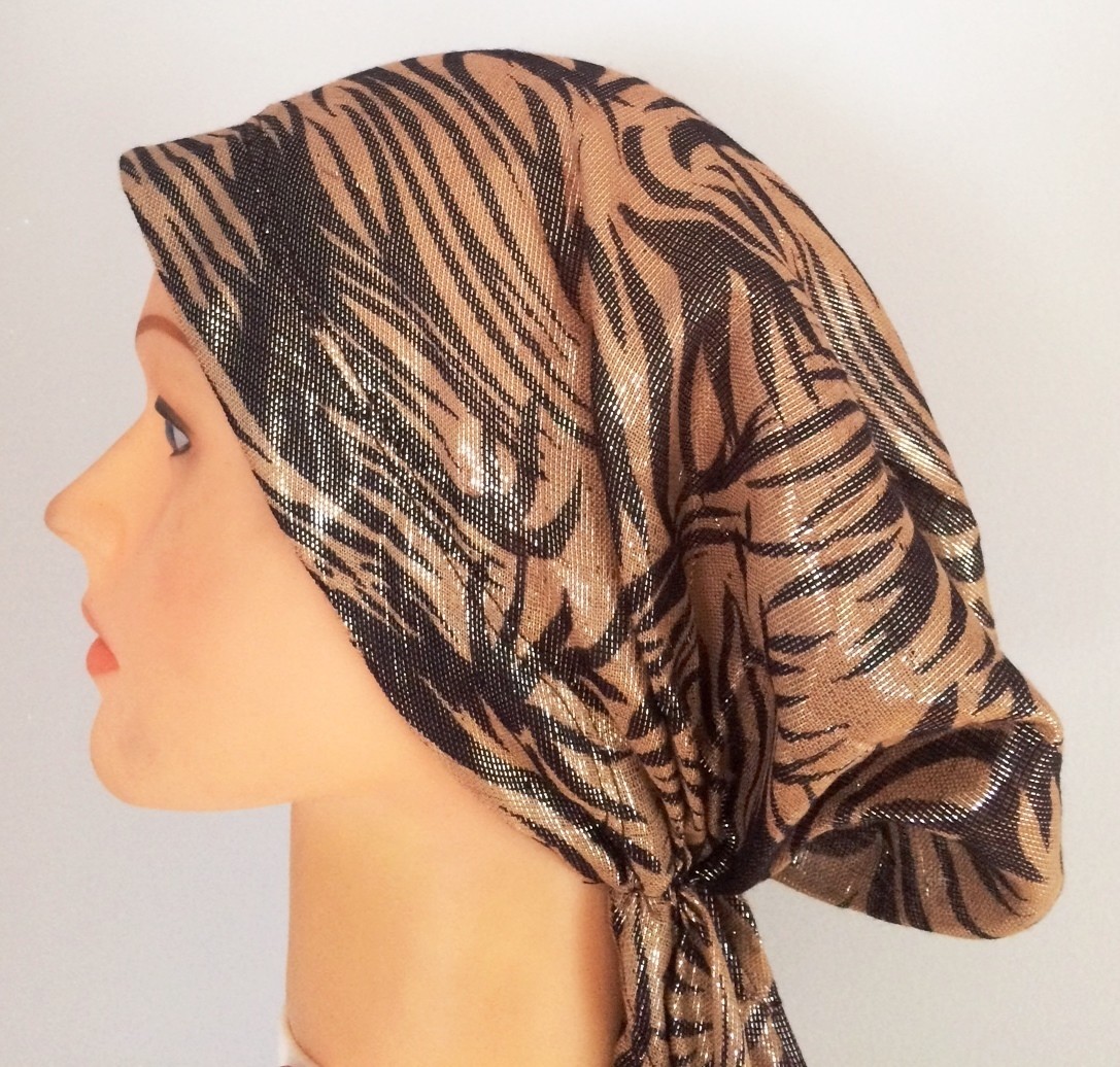 Camal color shimmering pretied tichel