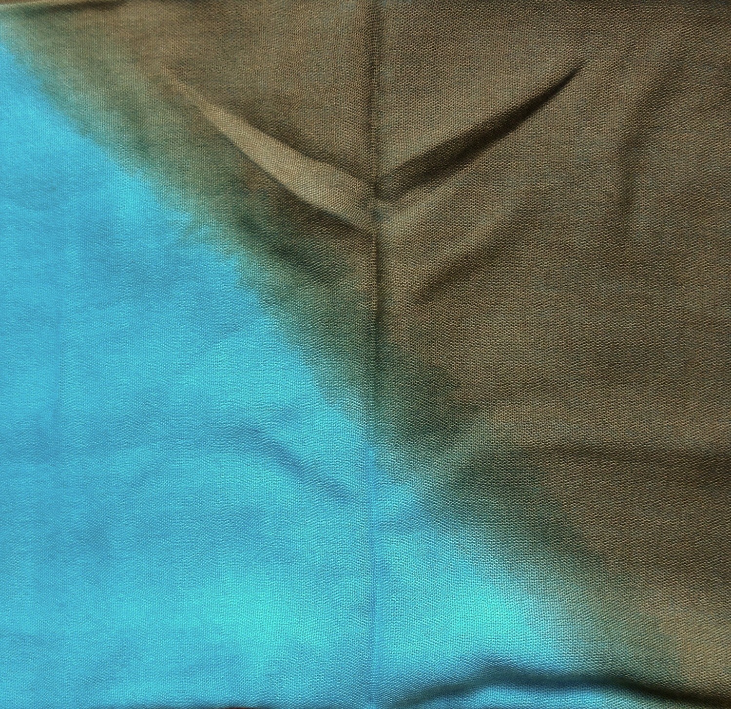 Green and aqua blue two tone tie dyed tichel