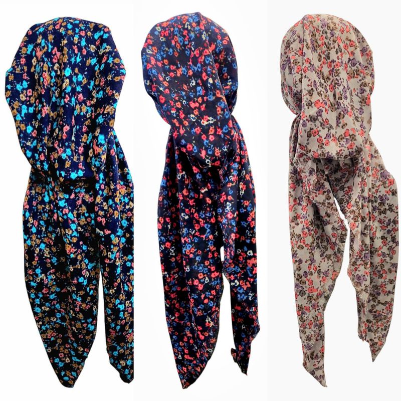 Mini floral - soft fringes pretied tichels