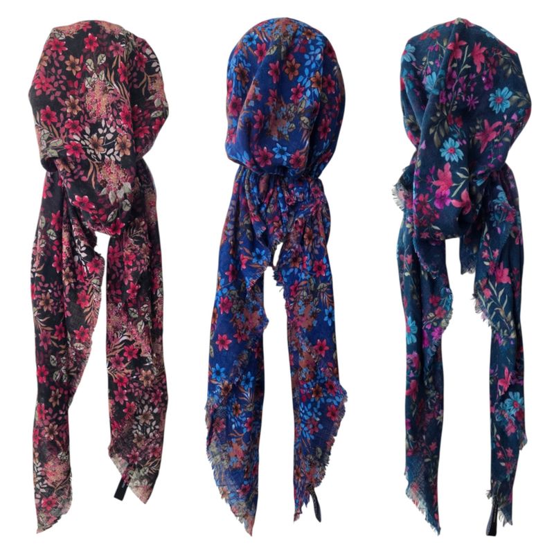 Fall florals - soft fringe pretied tichels