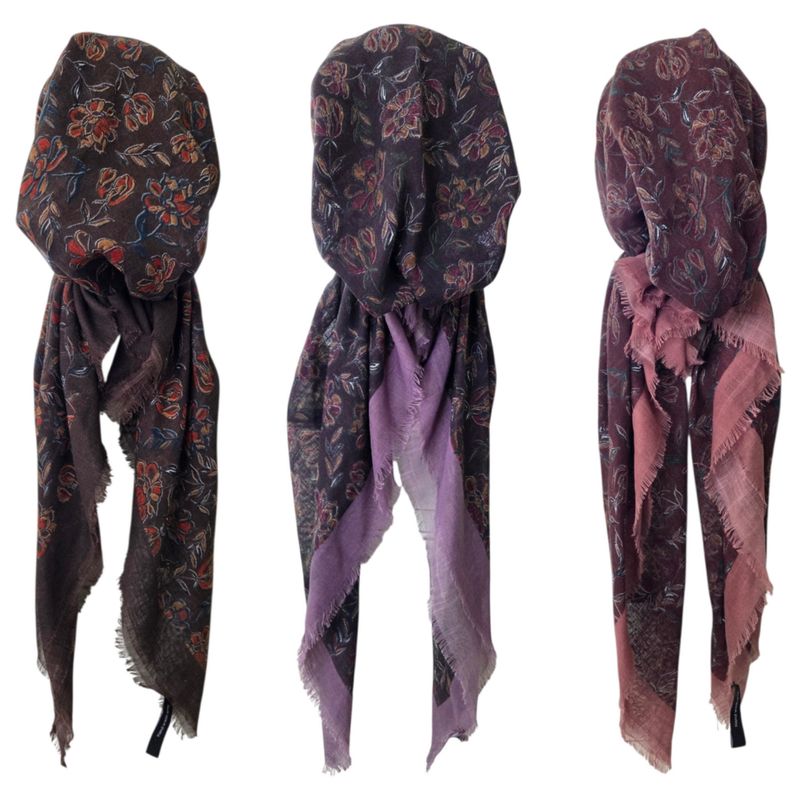 Fall flowers - soft fringe pretied tichels