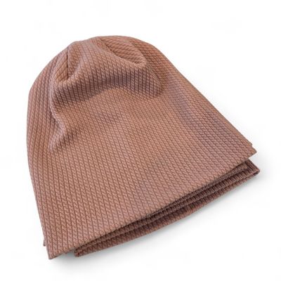 Blush pink fine cable ribbed beanie