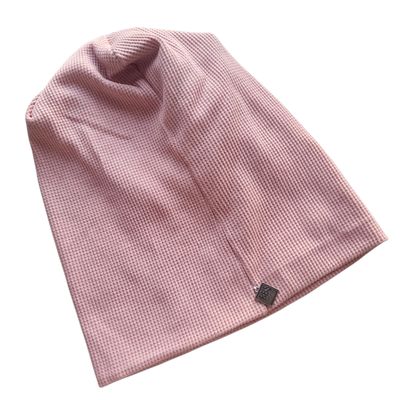 Pretty in medium pink waffle cotton beanie