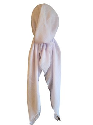 White solid  - soft fringes pretied tichel