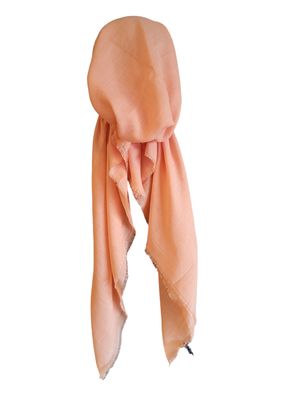 Peachy solid  - soft fringes pretied tichel
