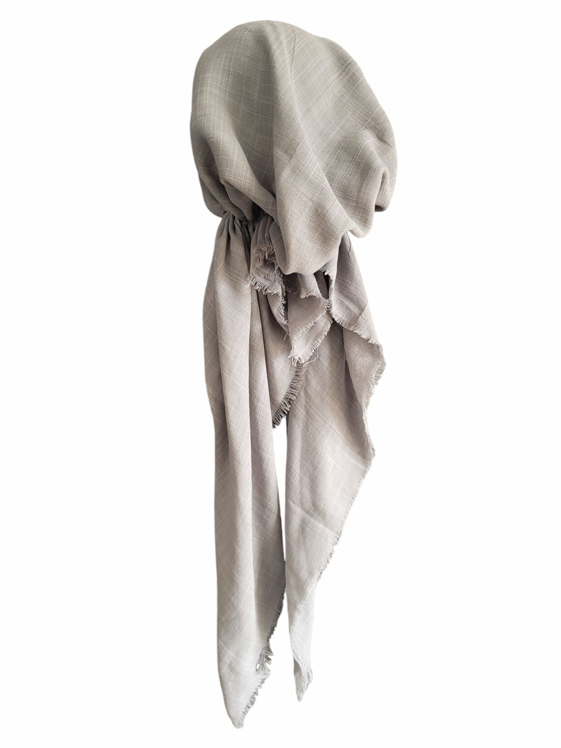 Light gray solid  - soft fringes pretied tichel