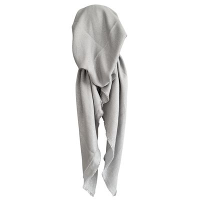 Light gray w/silver shimmer  - soft fringes pretied tichel