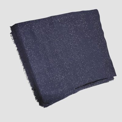 Solid slightly glittery soft fringed tichel - navy