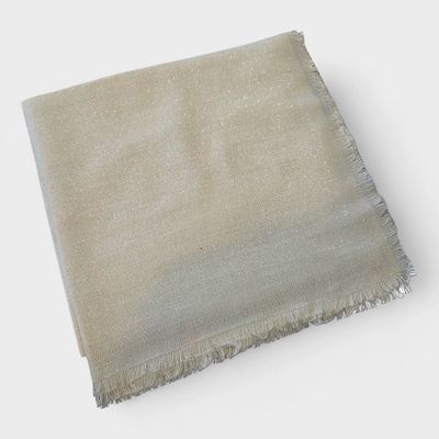 Solid slightly glittery soft fringed tichel - cream