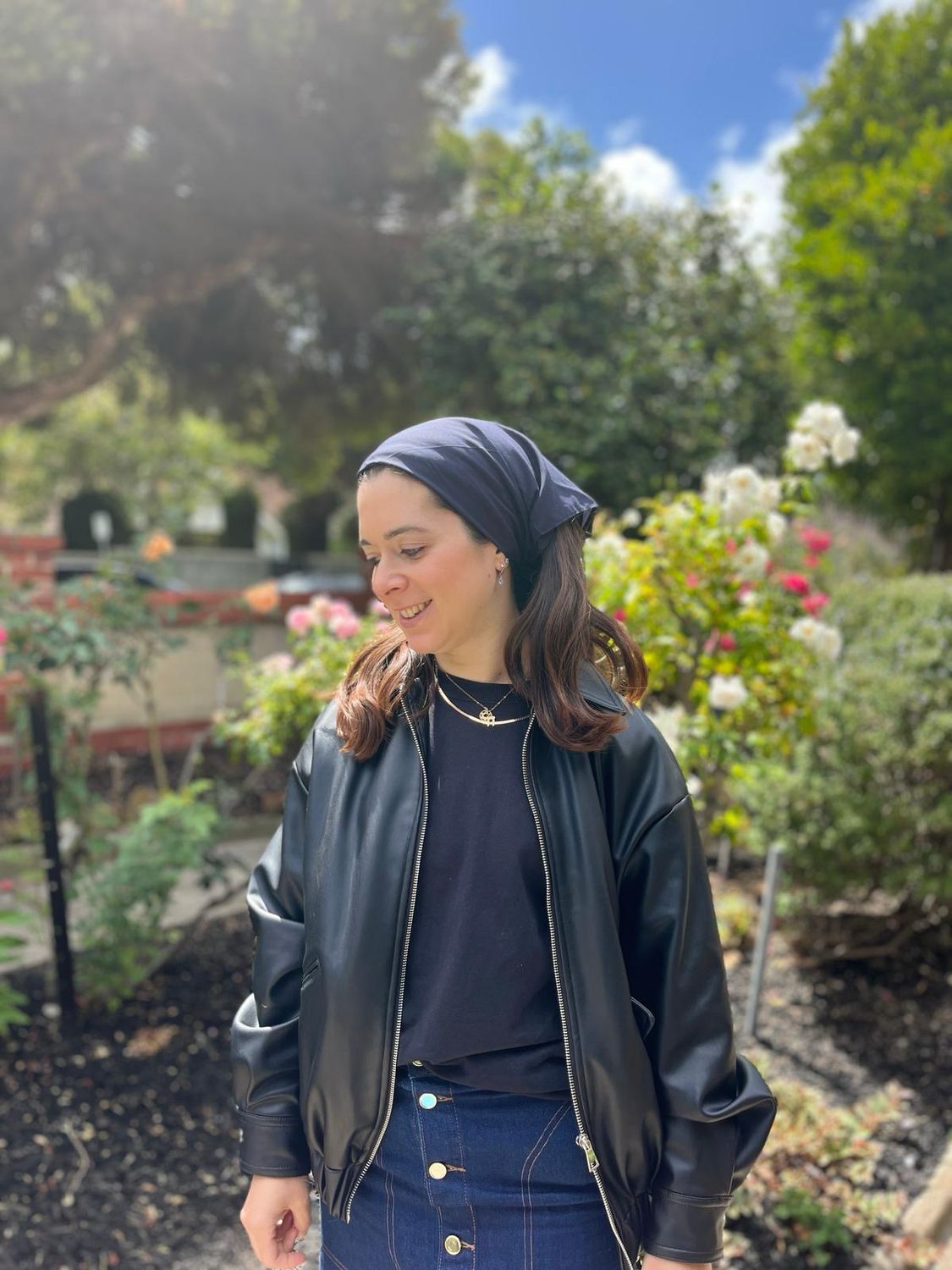 Black small square tichel - bandana