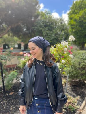 Black small square tichel - bandana