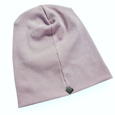 Lavender/blush waffle cotton beanie