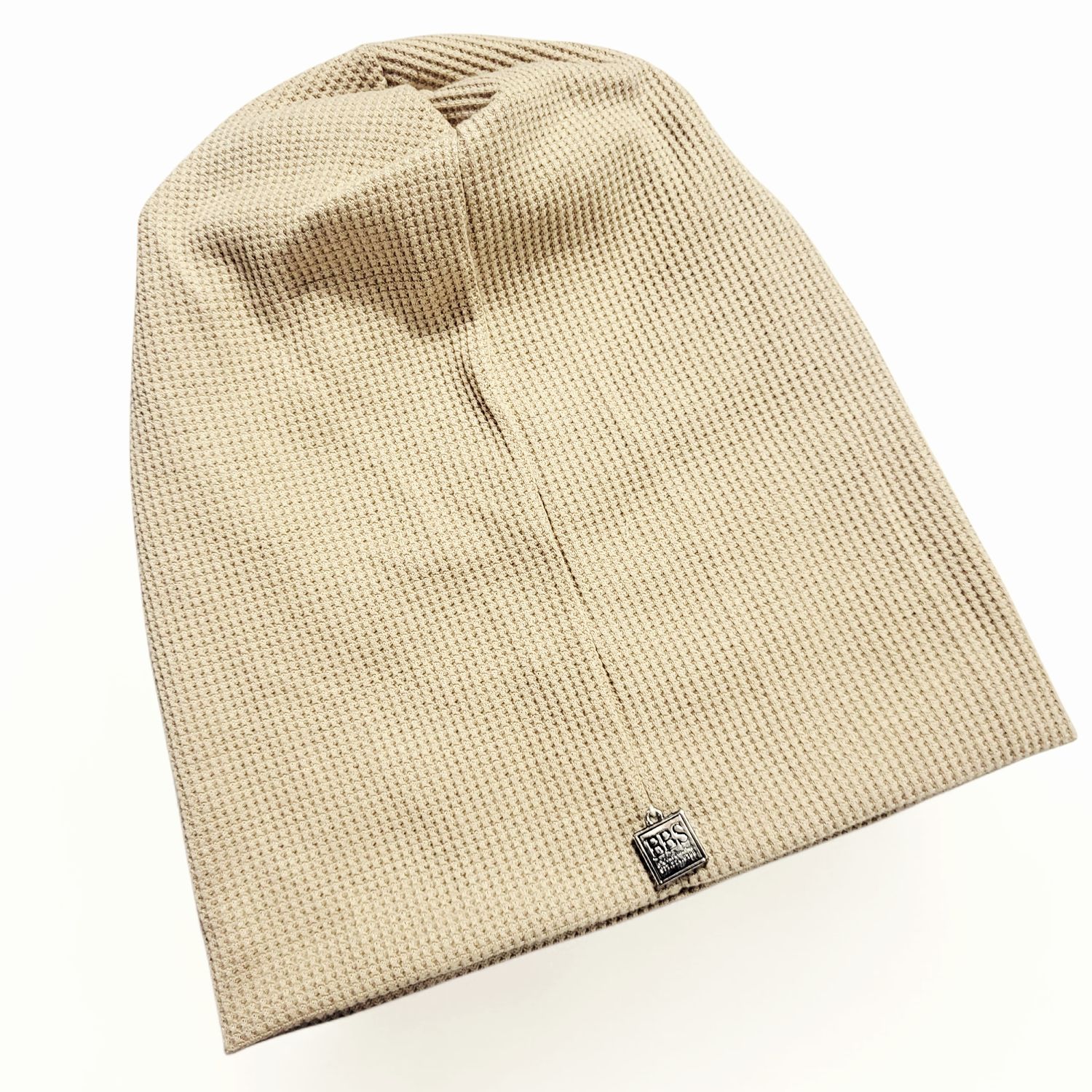 Beige waffle cotton beanie