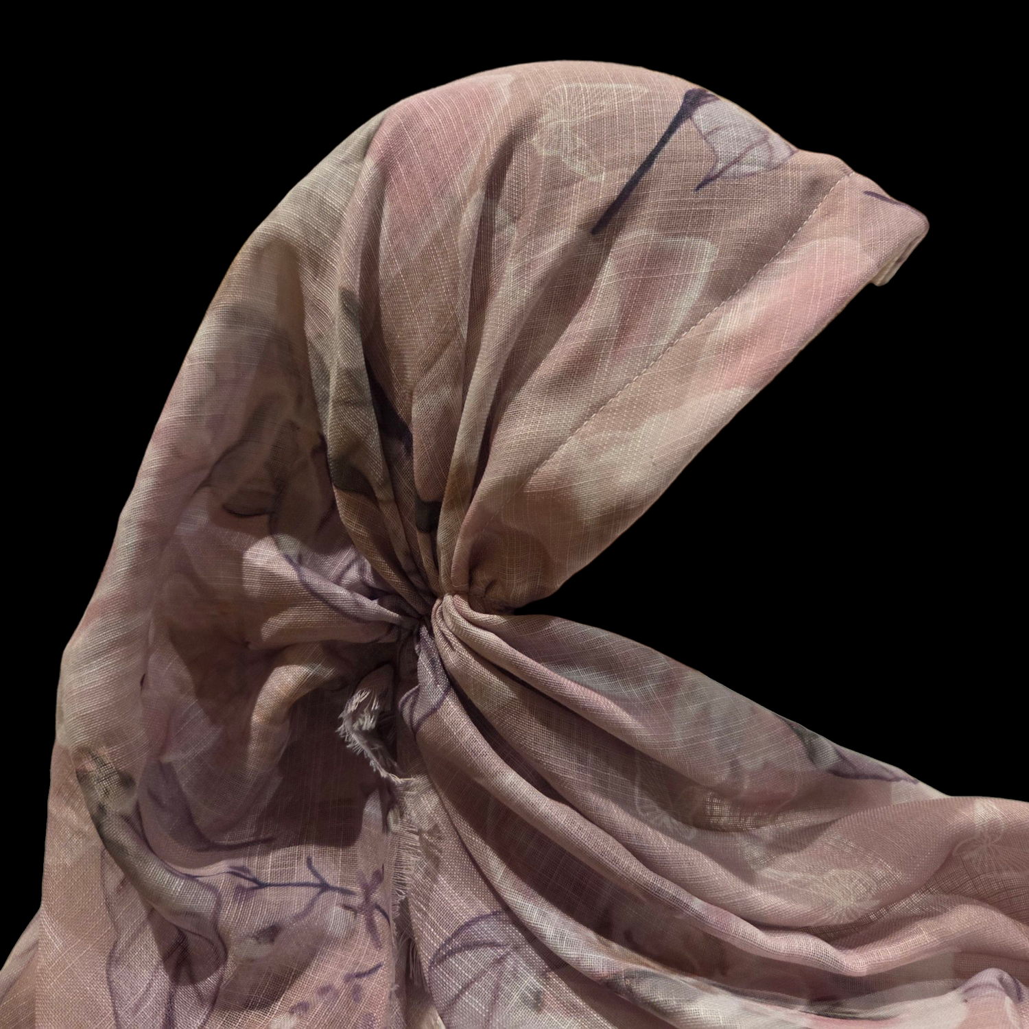 Delicate summer patterned lavender - long kerchief back - soft fringes pretied tichel (BBS) w/band sewn in