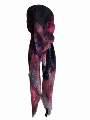 Peachy shaded w/butterflies - soft fringes pretied tichel