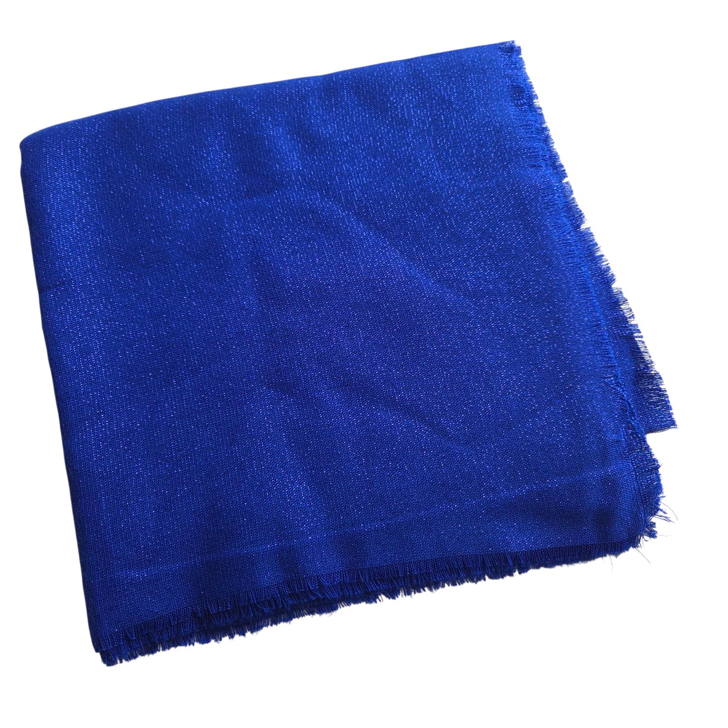 Solid slightly glittery soft fringed tichel - bright blue 