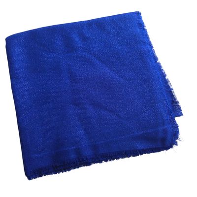 Solid slightly glittery soft fringed tichel - bright blue 