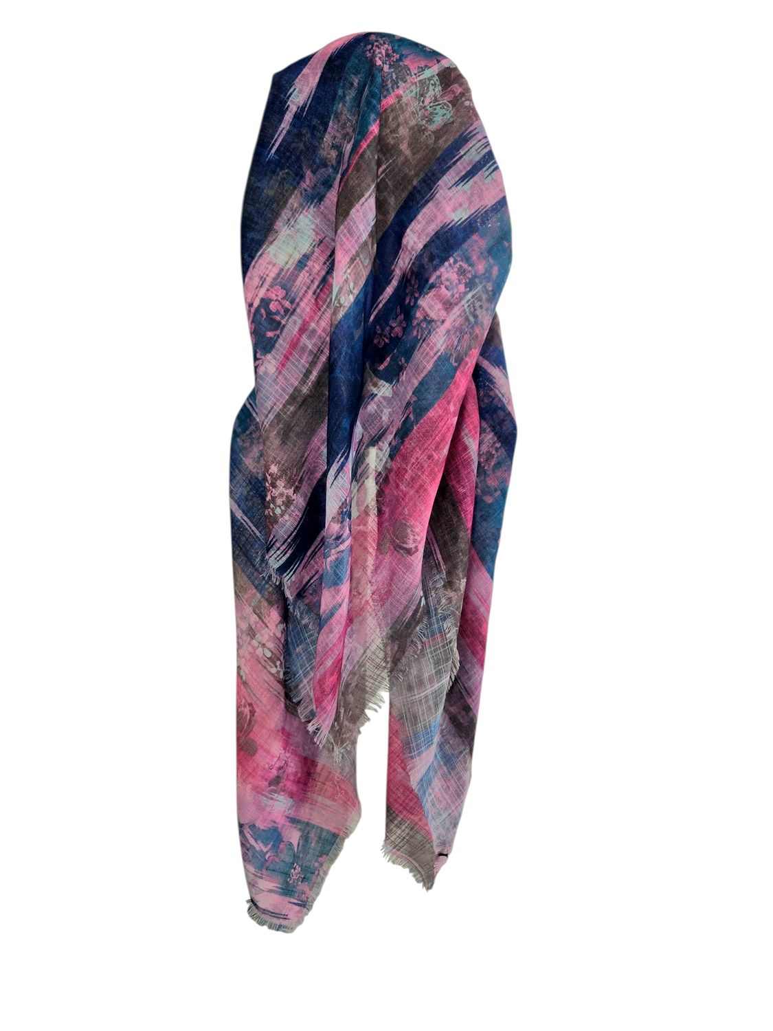 Multi colored olive  -  long kerchief back - soft fringes pretied tichel (BBS) w/band sewn in