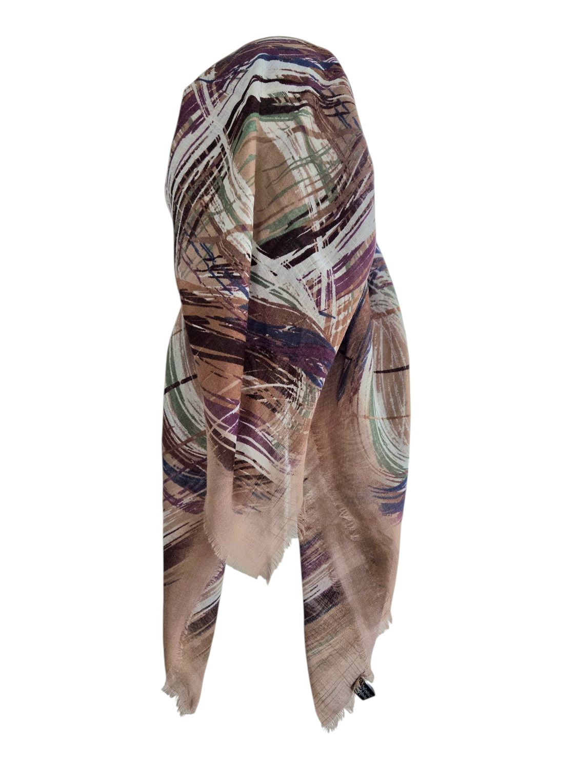 Autumn brushstrokes - tan - long kerchief back - soft fringes pretied tichel (BBS) w/band sewn in