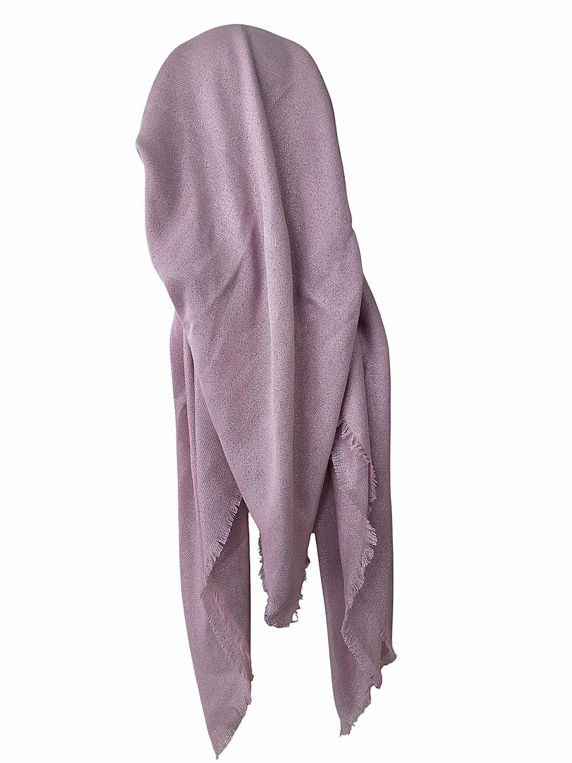 Light dusty lavender - Glittery - long kerchief back - soft fringes pretied tichel (BBS) w/band sewn in