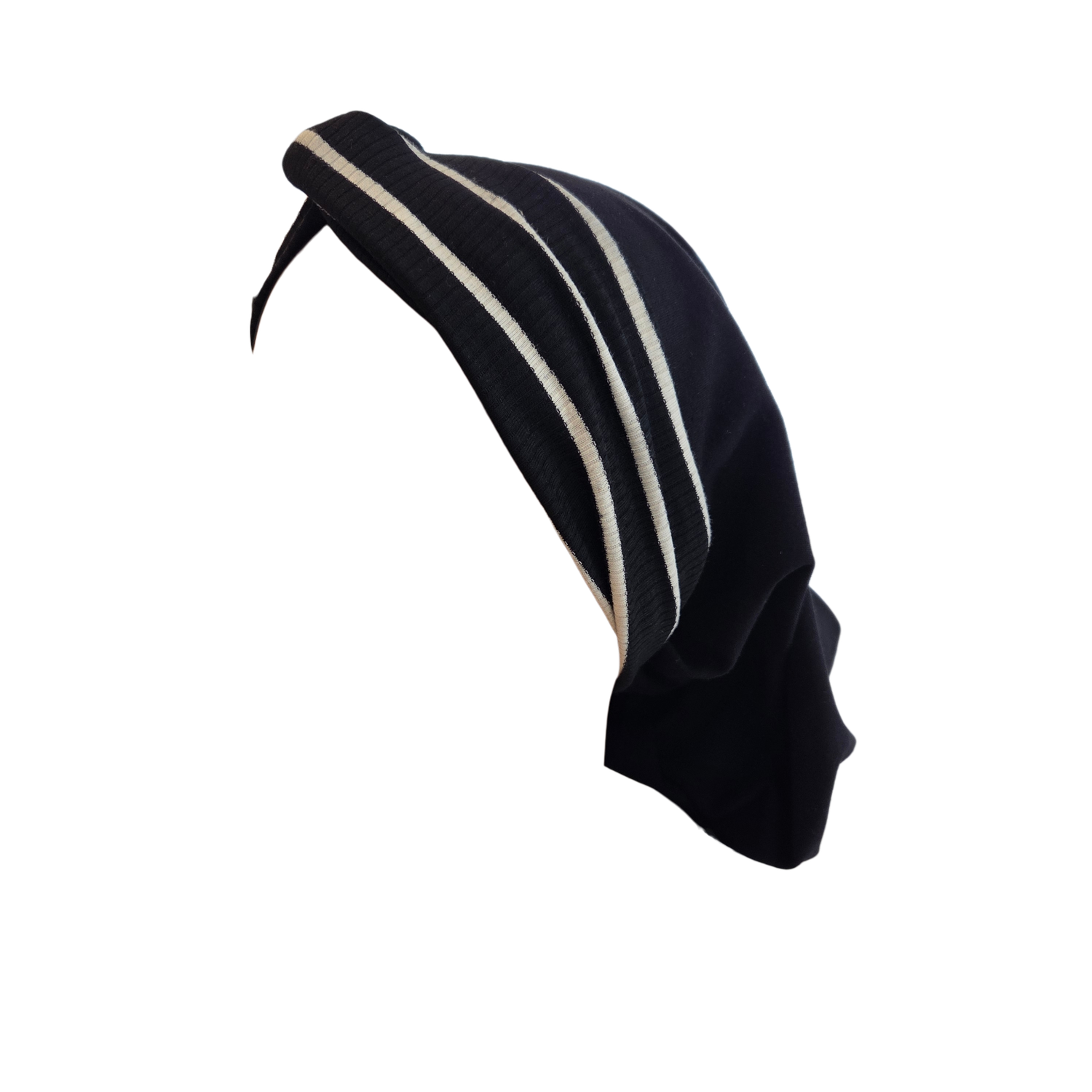 THIN - black knot snood w/ front stripe design