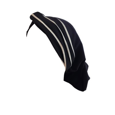 THIN - black knot snood w/ front stripe design