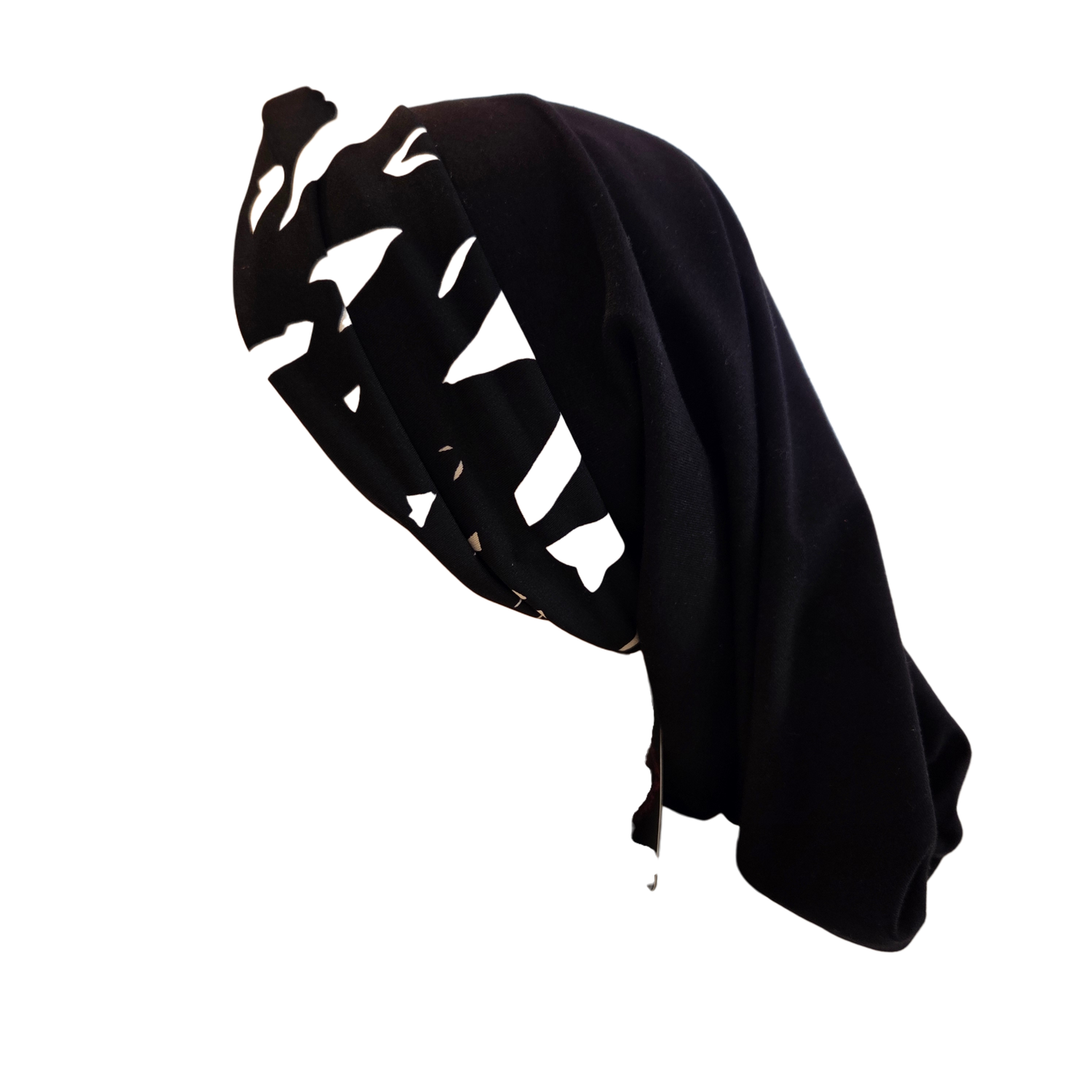 THIN - black knot snood w/ front design