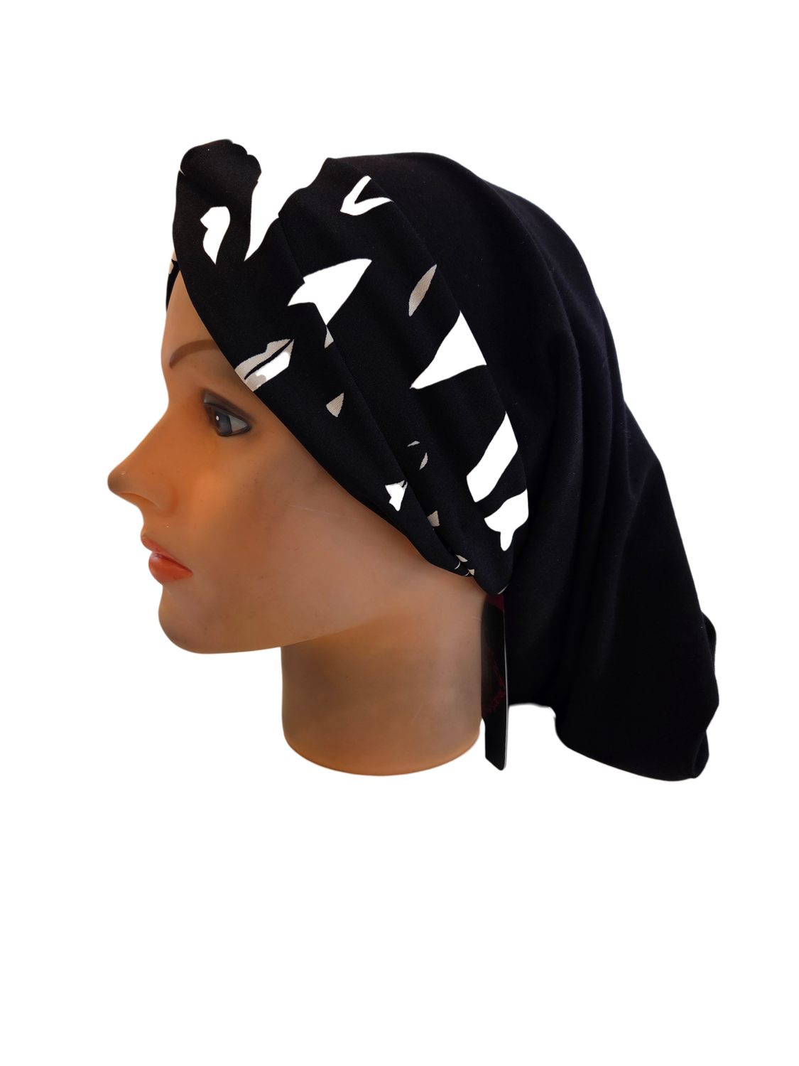 THIN - black knot snood w/ front design