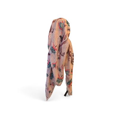 Light dusty pink - long kerchief back - soft fringes pretied tichel (BBS) w/band sewn in