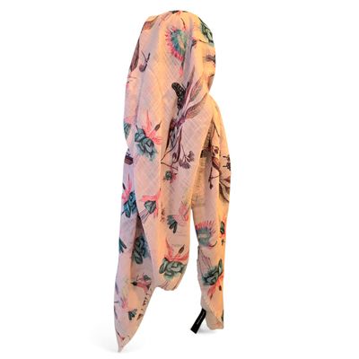 Light dusty pink - long kerchief back - soft fringes pretied tichel (BBS) w/band sewn in