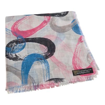 White/blue - painted whispered loops - soft fringed square tichel