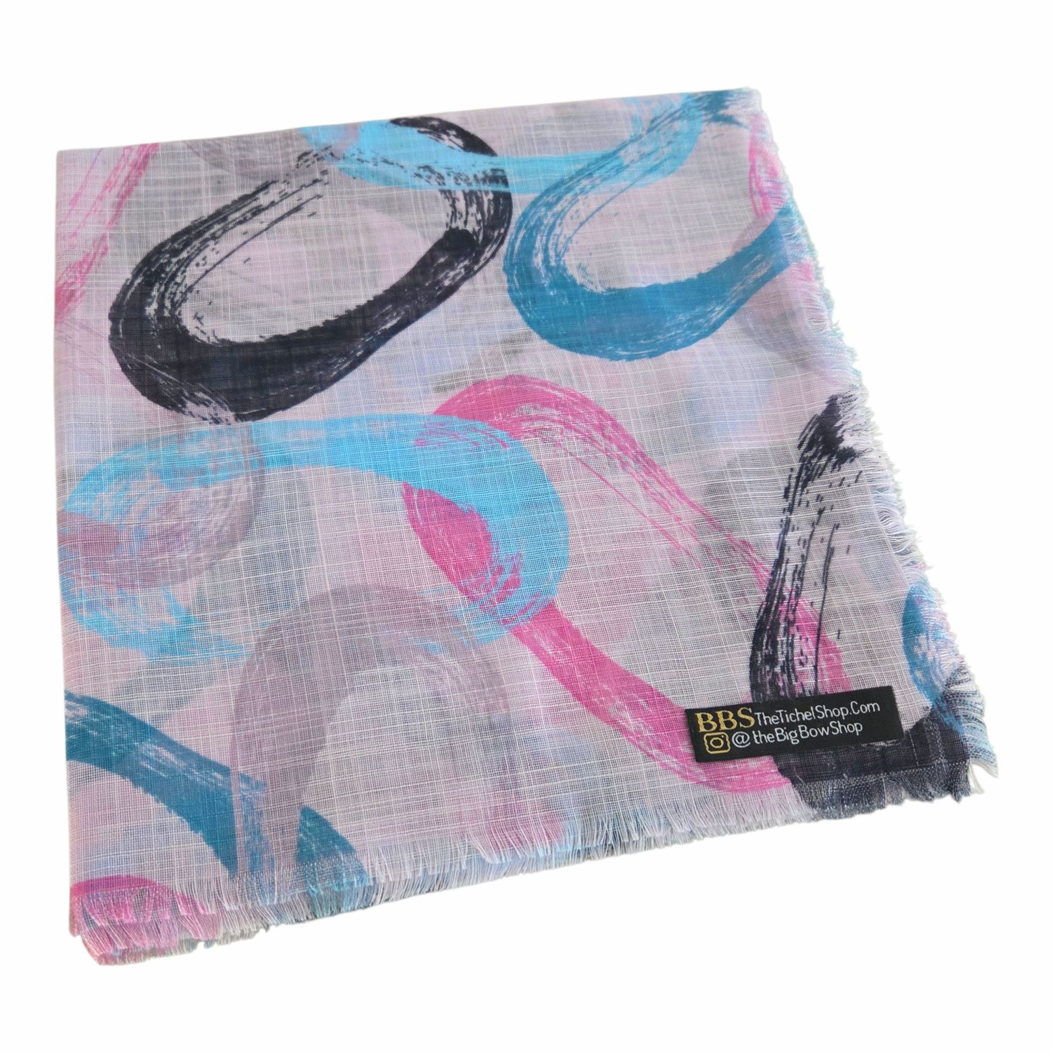 Light pink  - painted whispered loops - soft fringed square tichel