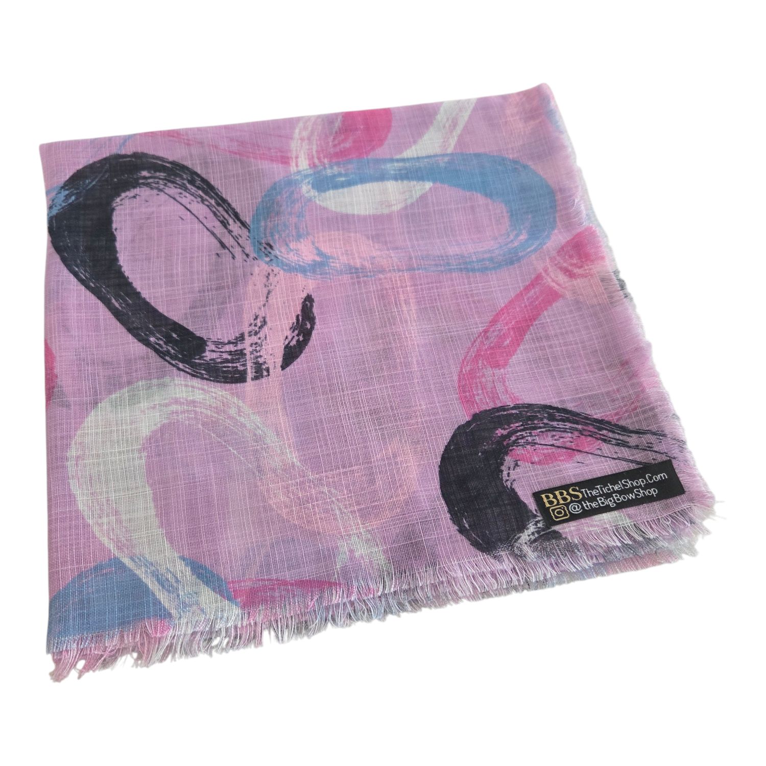 Pinky mauve - painted whispered loops - soft fringed square tichel