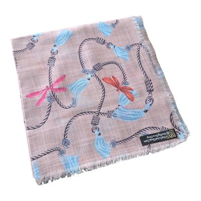 Beige/tan - Silken Loops - Soft Fringes Square Tichel