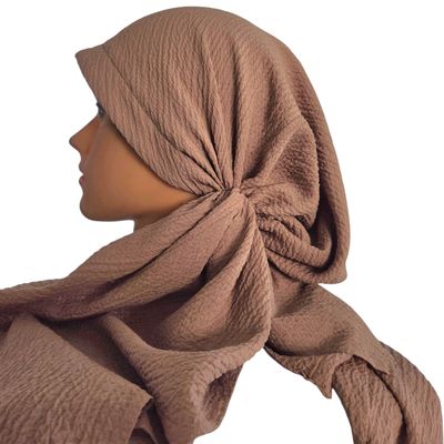 Light brown textured solid pre-tied tichel