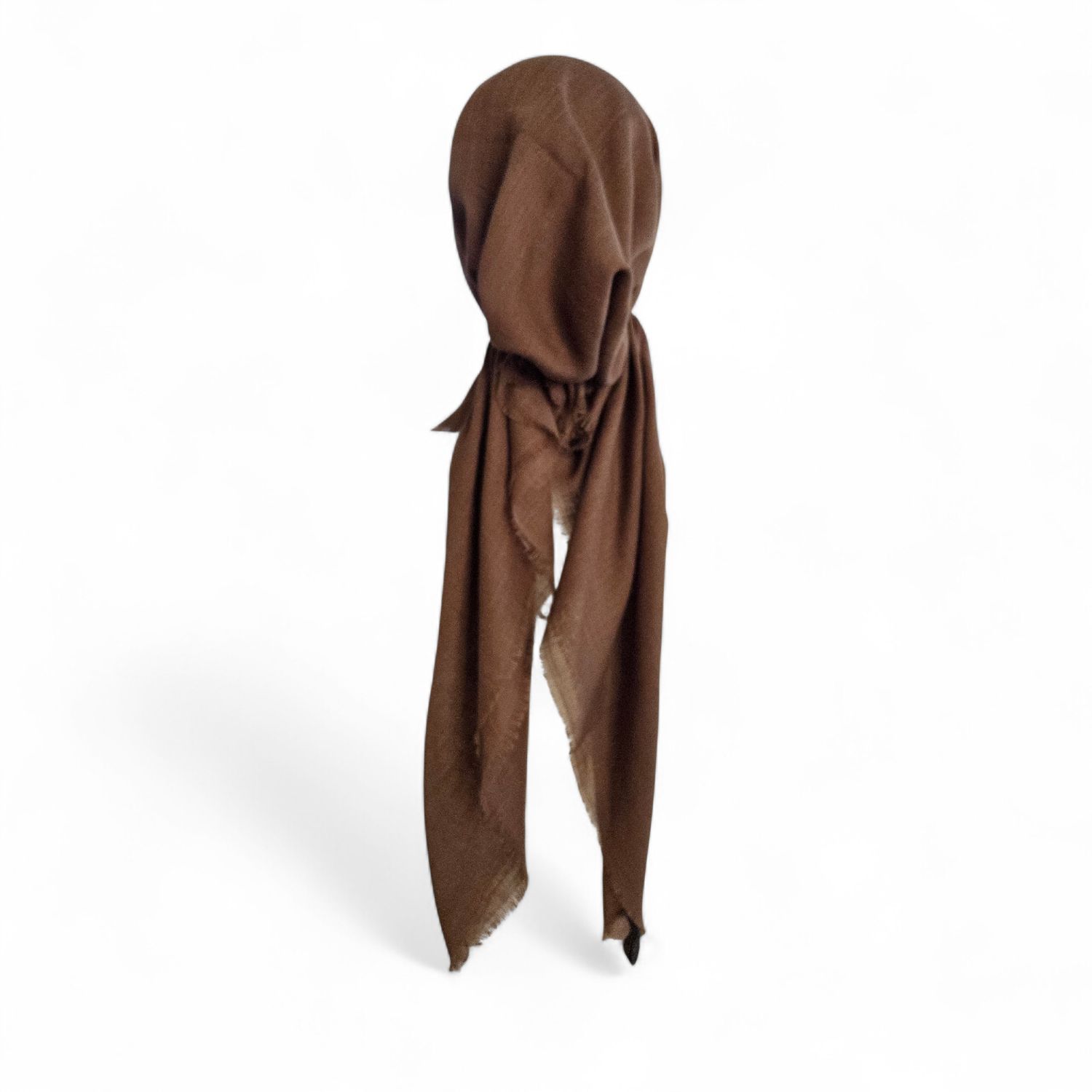 Brownish olive solid  - soft fringes pretied tichel