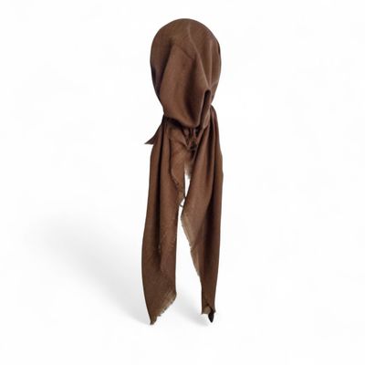 Brownish olive solid  - soft fringes pretied tichel